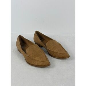 DV by Dolce Vita Womens 8 Island Tan Croc Embossed Pointed Toe Loafers Flat Shoe